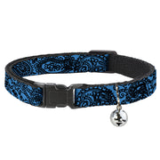 Cat Collar Breakaway - Bandana Skulls Baby Blue Black Breakaway Cat Collars Buckle-Down