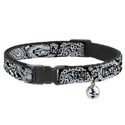 Cat Collar Breakaway - Bandana Skulls Black White Breakaway Cat Collars Buckle-Down