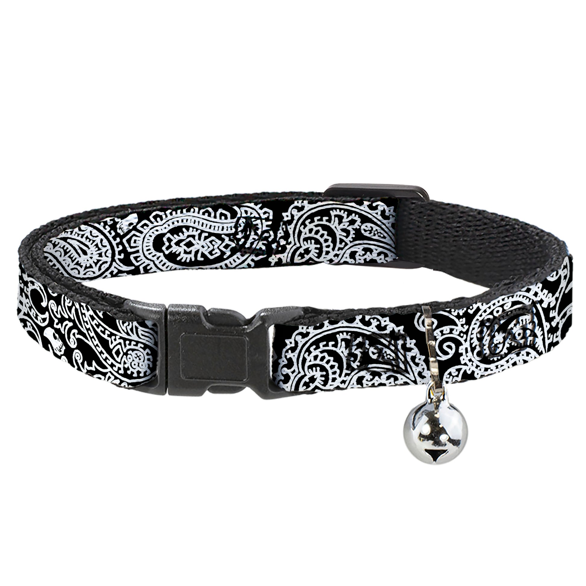 Cat Collar Breakaway - Bandana Skulls Black White Breakaway Cat Collars Buckle-Down