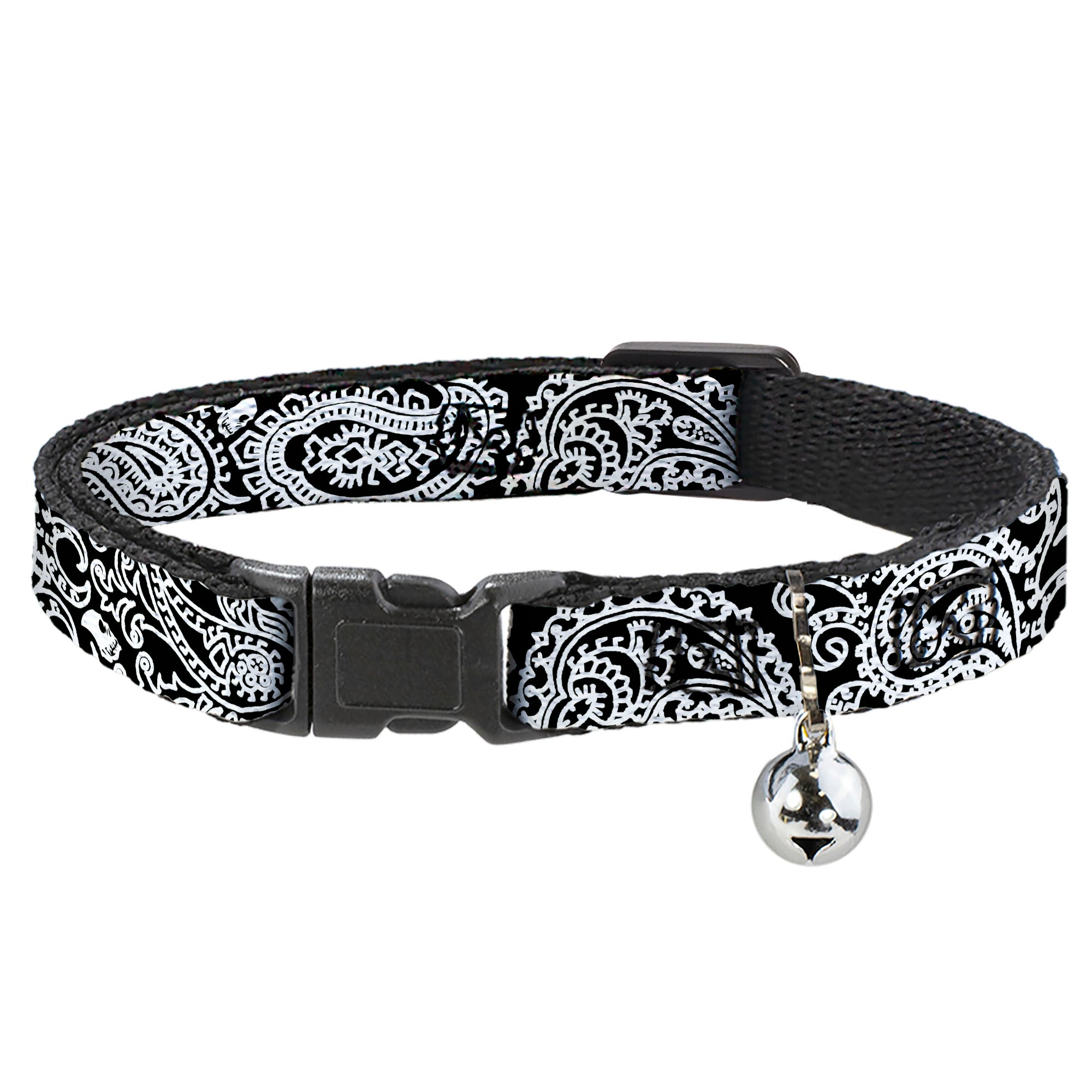 Cat Collar Breakaway - Bandana Skulls Black White Breakaway Cat Collars Buckle-Down
