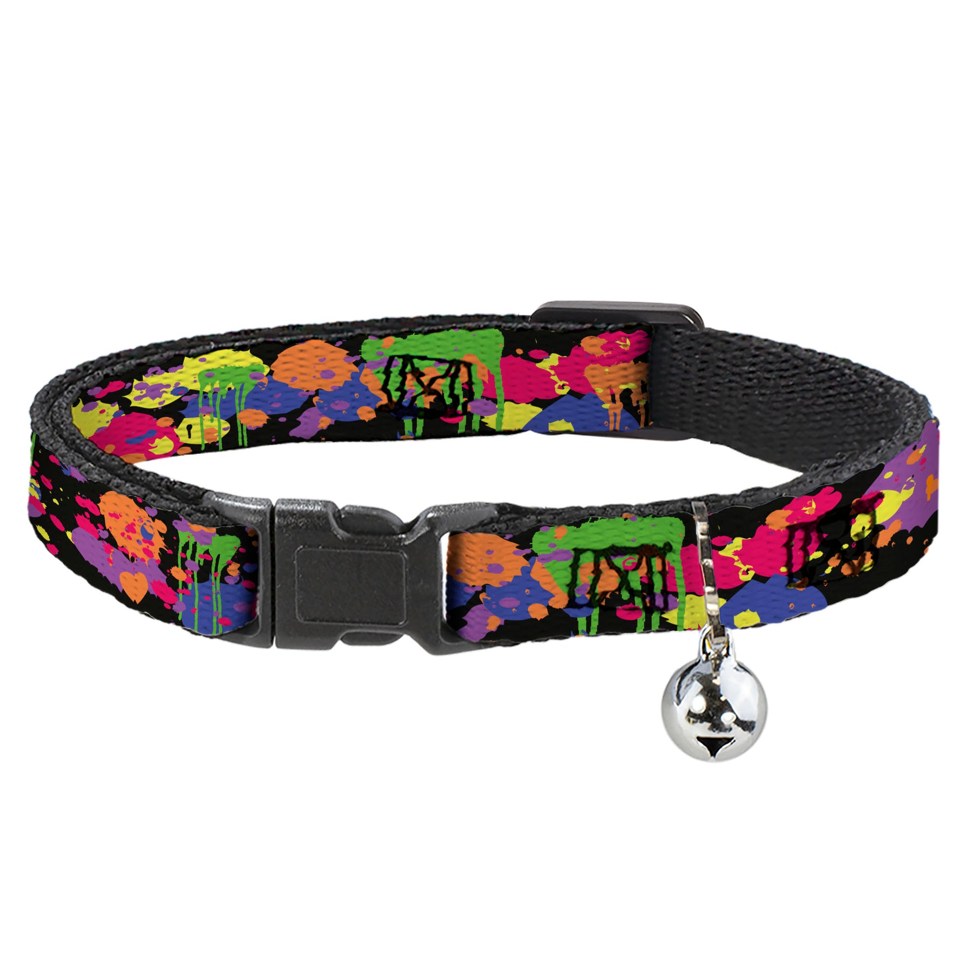 Cat Collar Breakaway - BD Paint Splatter Black Neon Breakaway Cat Collars Buckle-Down