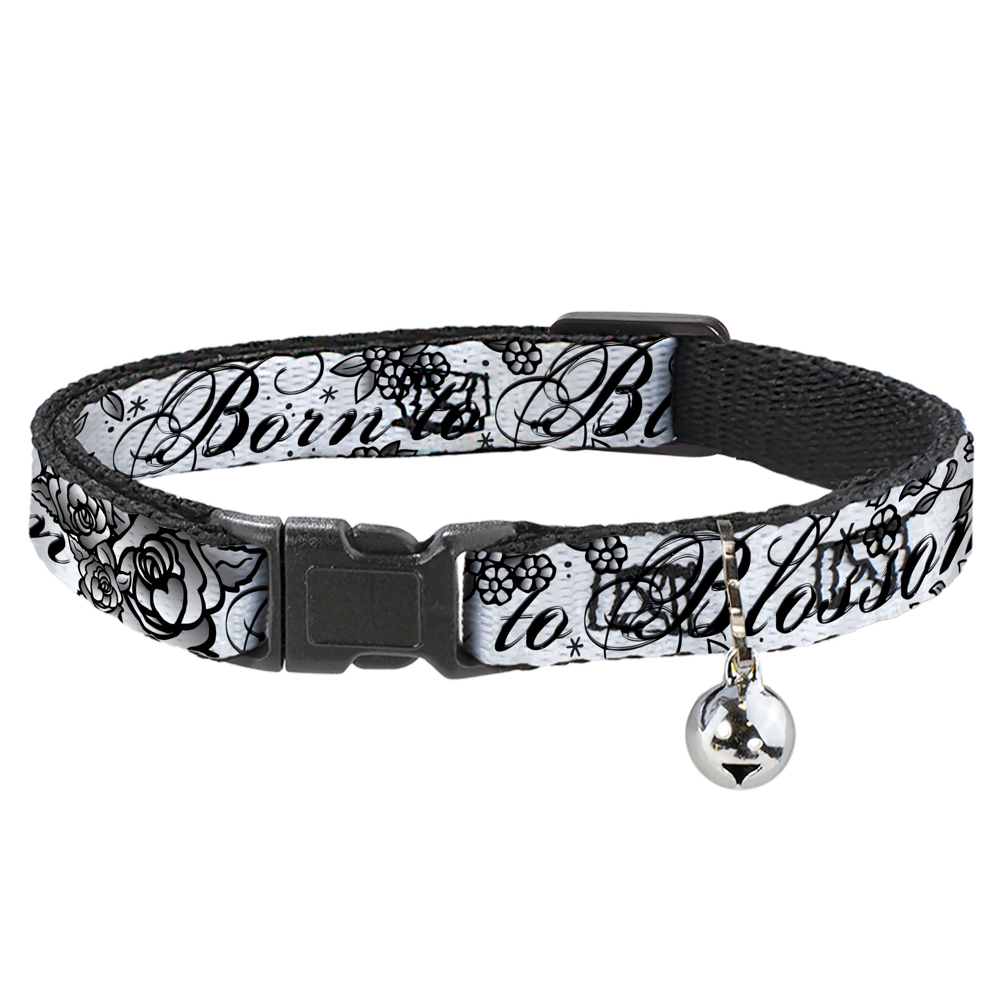 Cat Collar Breakaway - Born to Blossom Black White Breakaway Cat Collars Buckle-Down