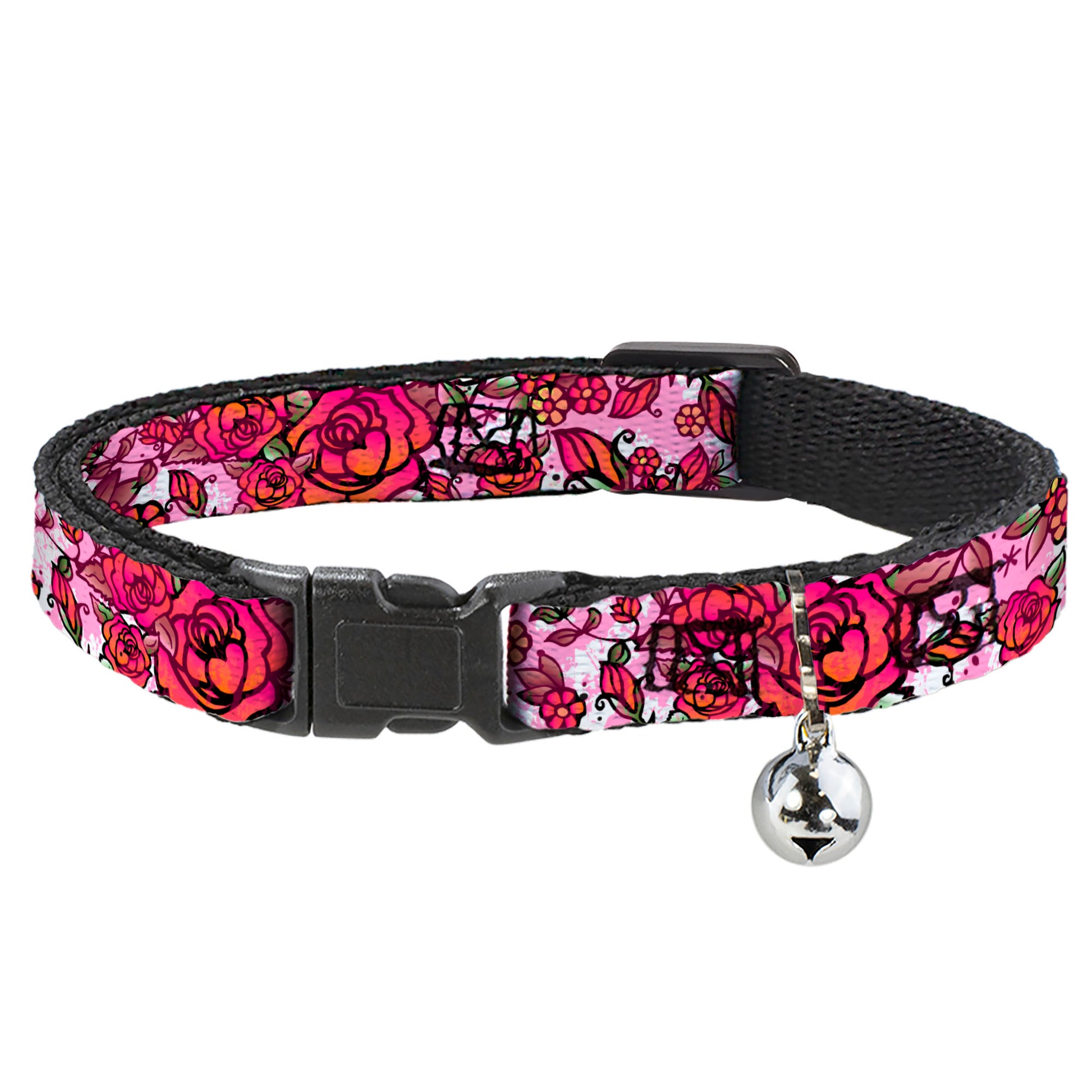 Cat Collar Breakaway - Born to Blossom CLOSE-UP White Breakaway Cat Collars Buckle-Down