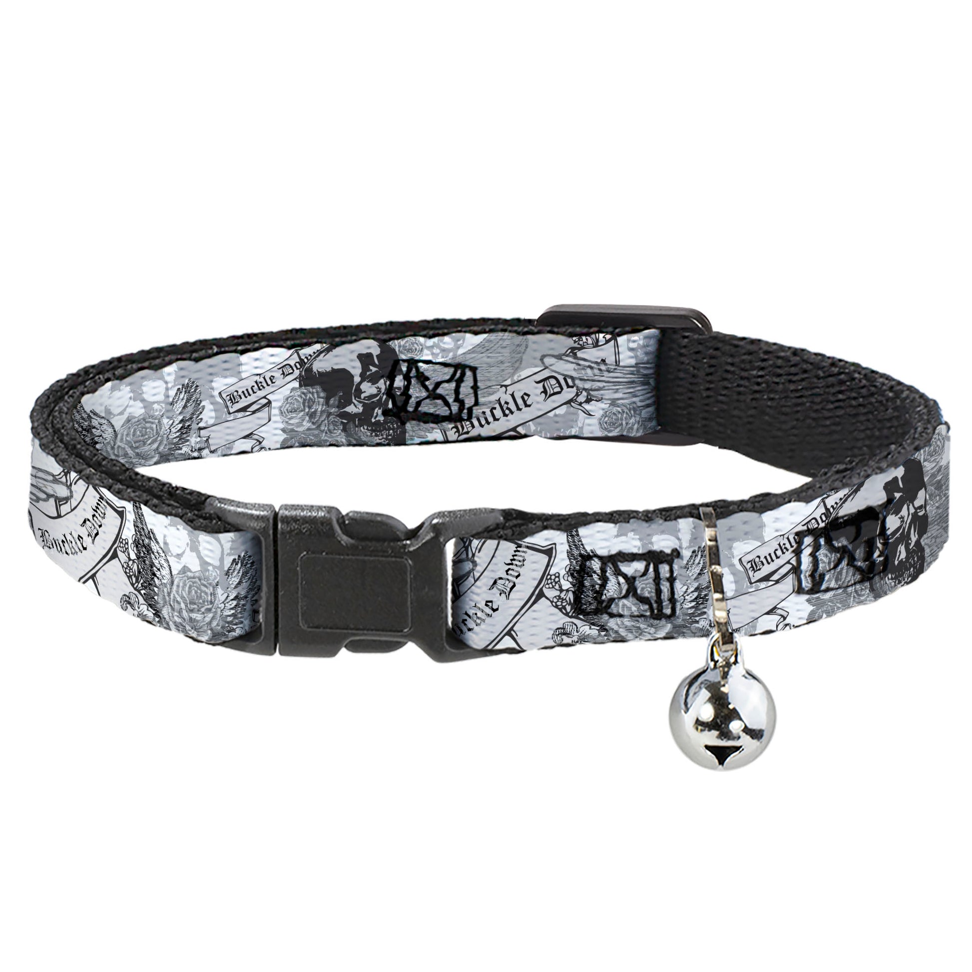Cat Collar Breakaway - BD Skull w Roses Breakaway Cat Collars Buckle-Down