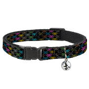 Cat Collar Breakaway - BD Monogram Black Multi Neon Breakaway Cat Collars Buckle-Down