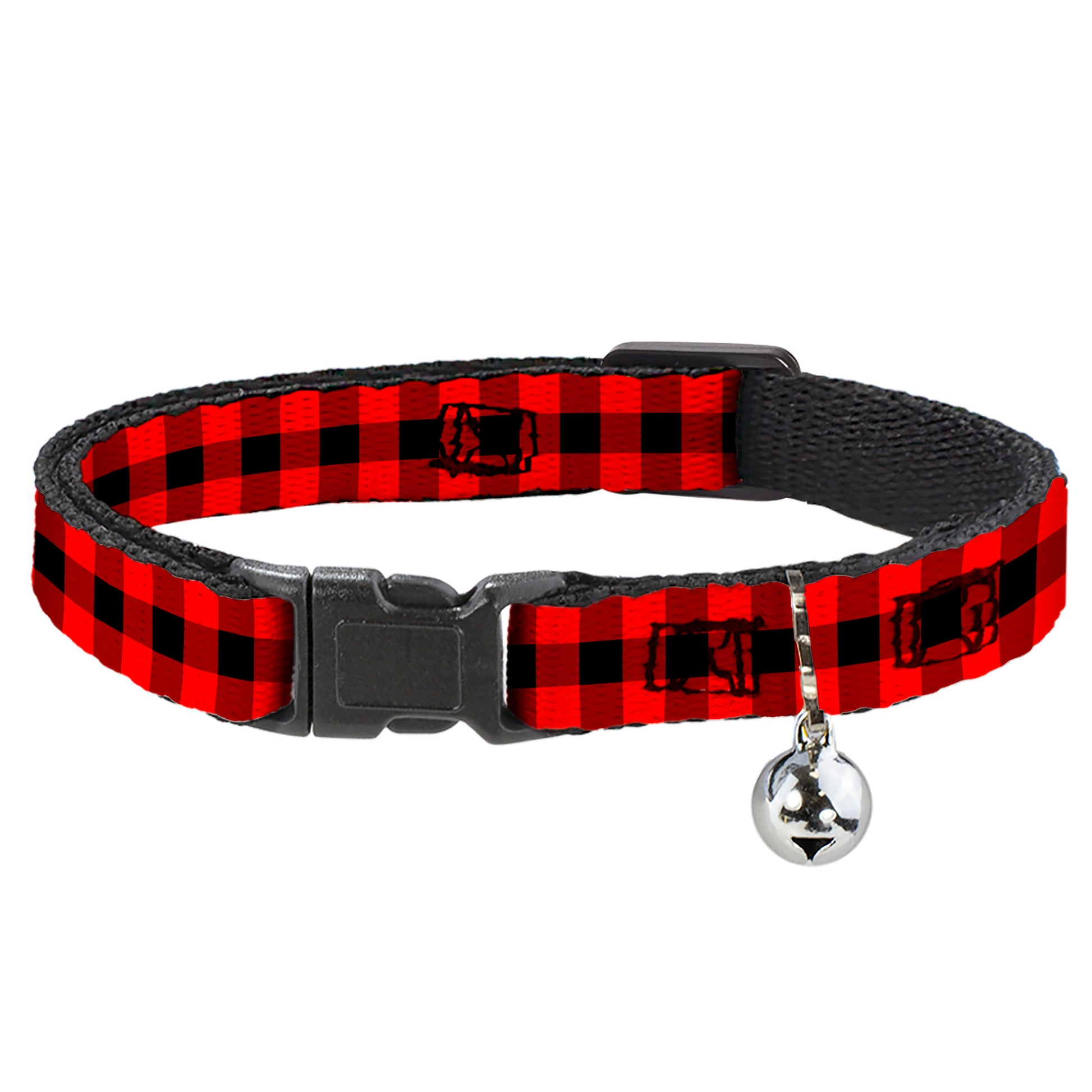 Cat Collar Breakaway - Buffalo Plaid Black Red Breakaway Cat Collars Buckle-Down