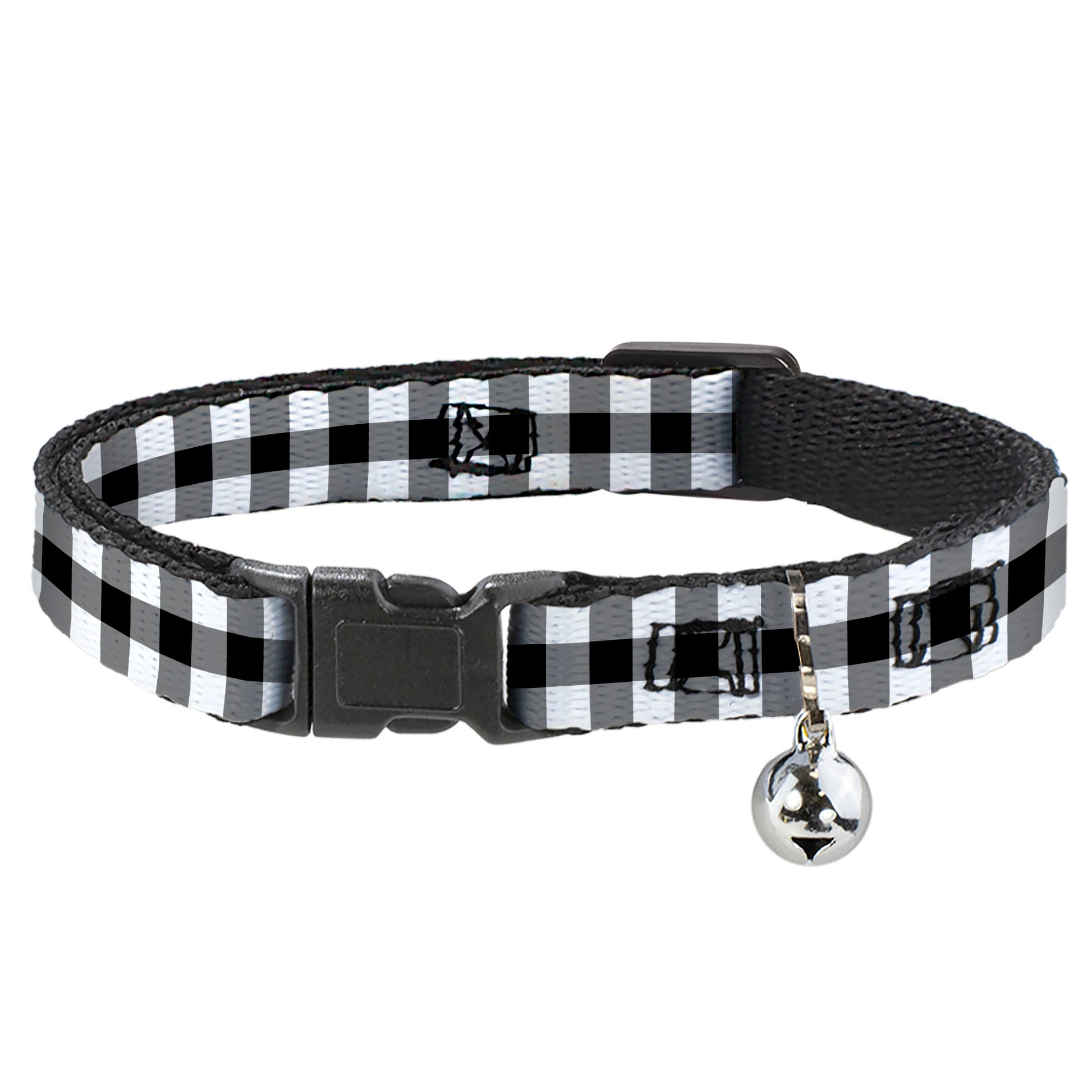 Cat Collar Breakaway - Buffalo Plaid Black White Breakaway Cat Collars Buckle-Down
