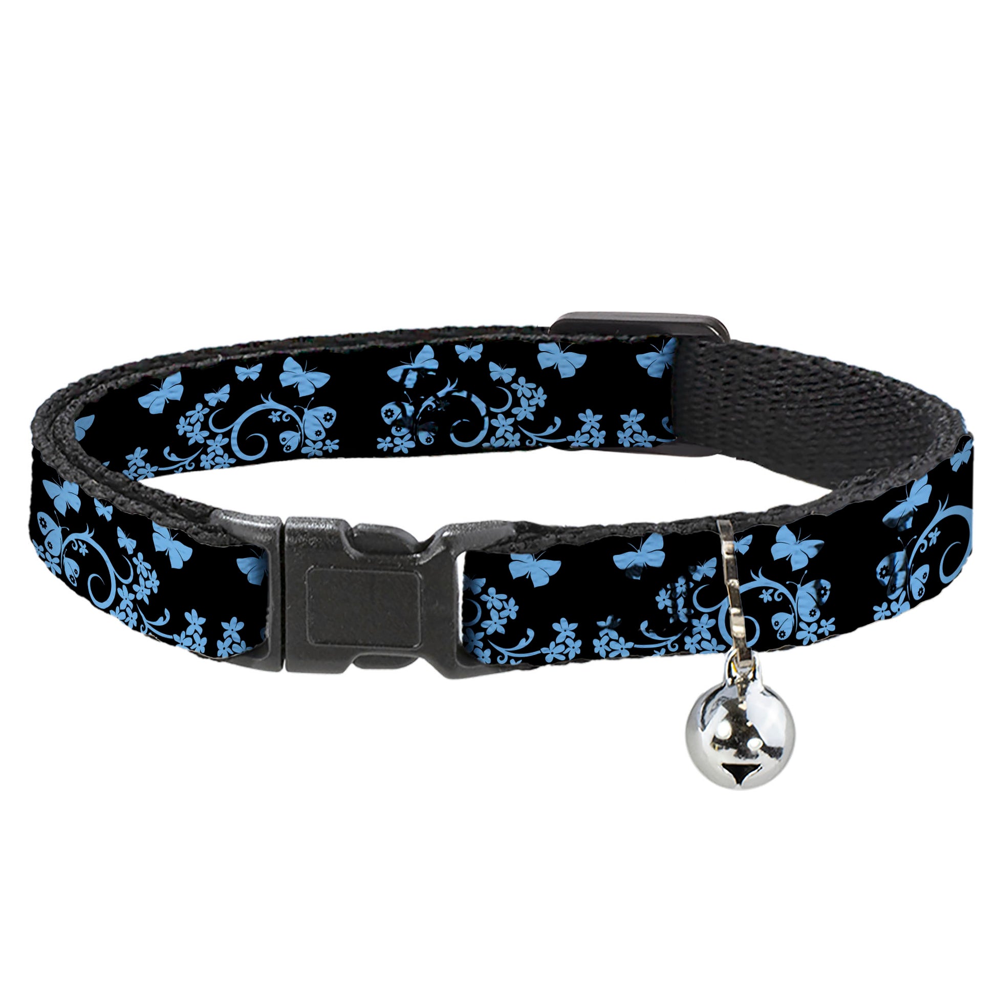 Cat Collar Breakaway - Butterfly Garden Black Blue Breakaway Cat Collars Buckle-Down