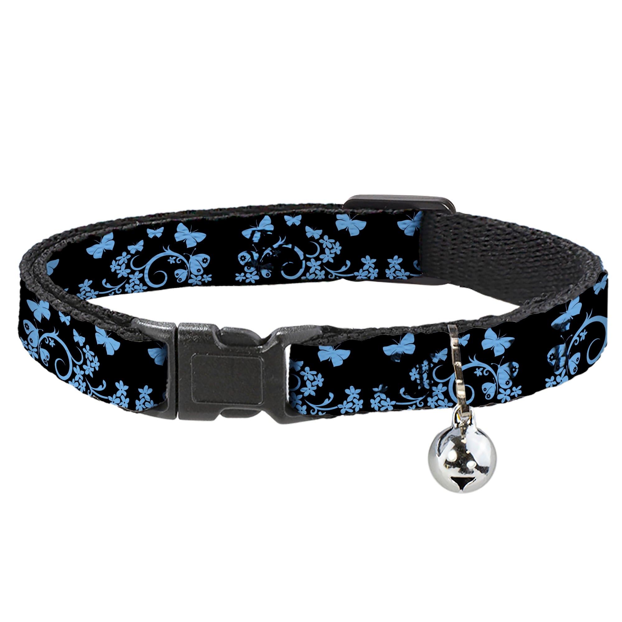 Cat Collar Breakaway - Butterfly Garden Black Blue Breakaway Cat Collars Buckle-Down