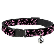 Cat Collar Breakaway - Butterfly Garden Black Pink Breakaway Cat Collars Buckle-Down