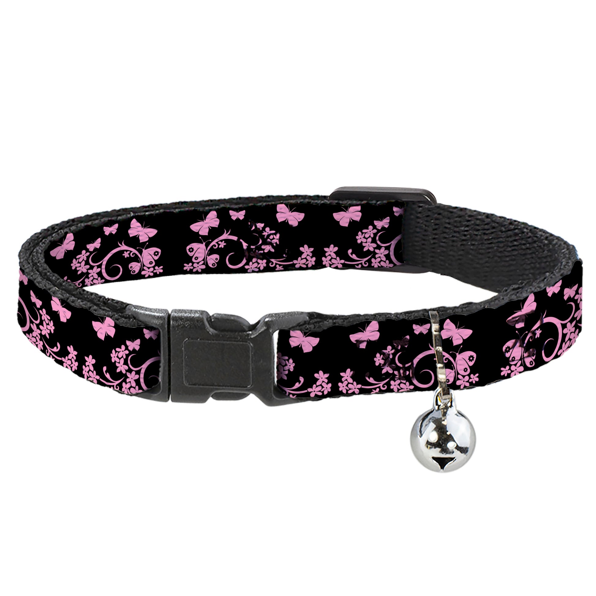 Cat Collar Breakaway - Butterfly Garden Black Pink Breakaway Cat Collars Buckle-Down