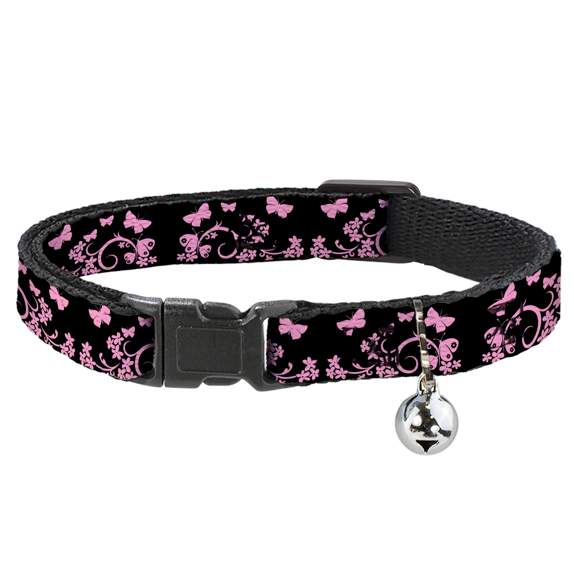 Cat Collar Breakaway - Butterfly Garden Black Pink Breakaway Cat Collars Buckle-Down