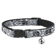 Cat Collar Breakaway - Bandana Skulls White Black Breakaway Cat Collars Buckle-Down