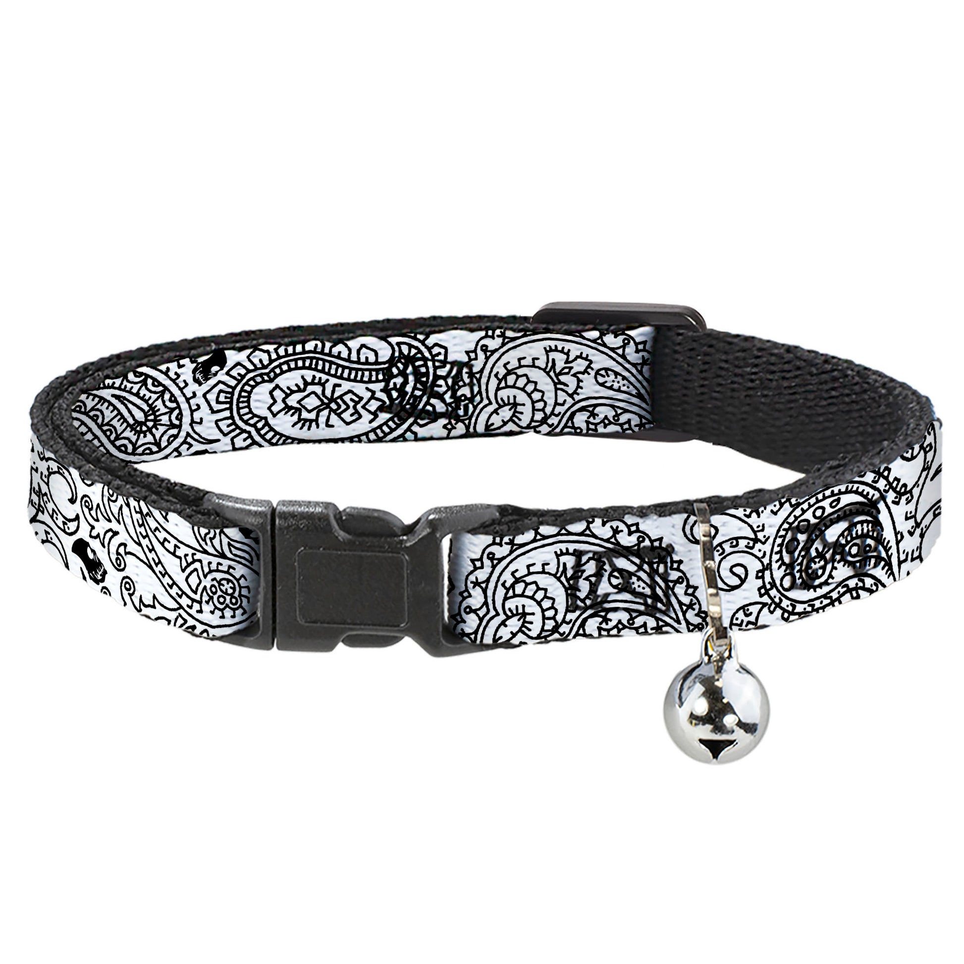 Cat Collar Breakaway - Bandana Skulls White Black Breakaway Cat Collars Buckle-Down