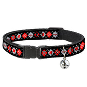 Cat Collar Breakaway - BD Argyle Black Red Gray Breakaway Cat Collars Buckle-Down