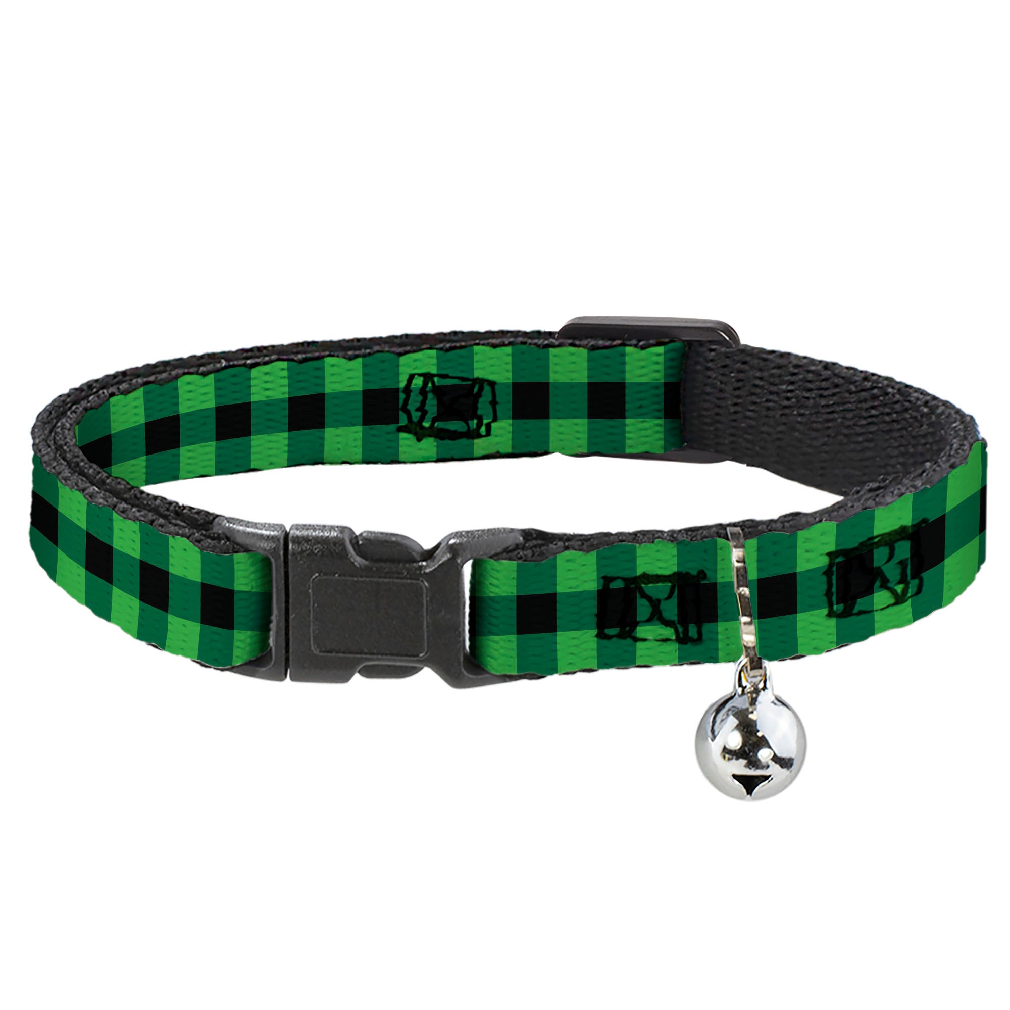 Cat Collar Breakaway - Buffalo Plaid Black Neon Green Breakaway Cat Collars Buckle-Down