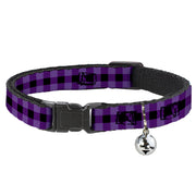 Cat Collar Breakaway - Buffalo Plaid Black Purple Breakaway Cat Collars Buckle-Down
