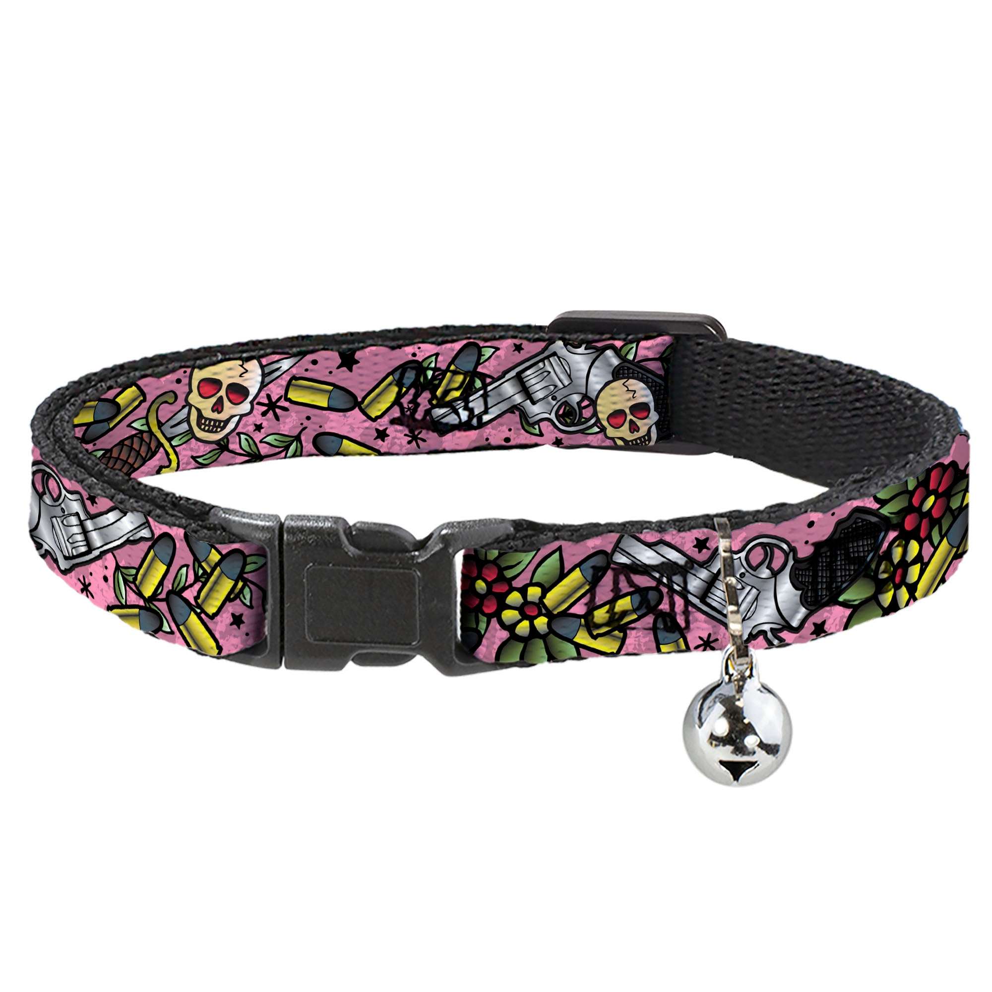 Cat Collar Breakaway - Born to Raise Hell CLOSE-UP Pink Breakaway Cat Collars Buckle-Down