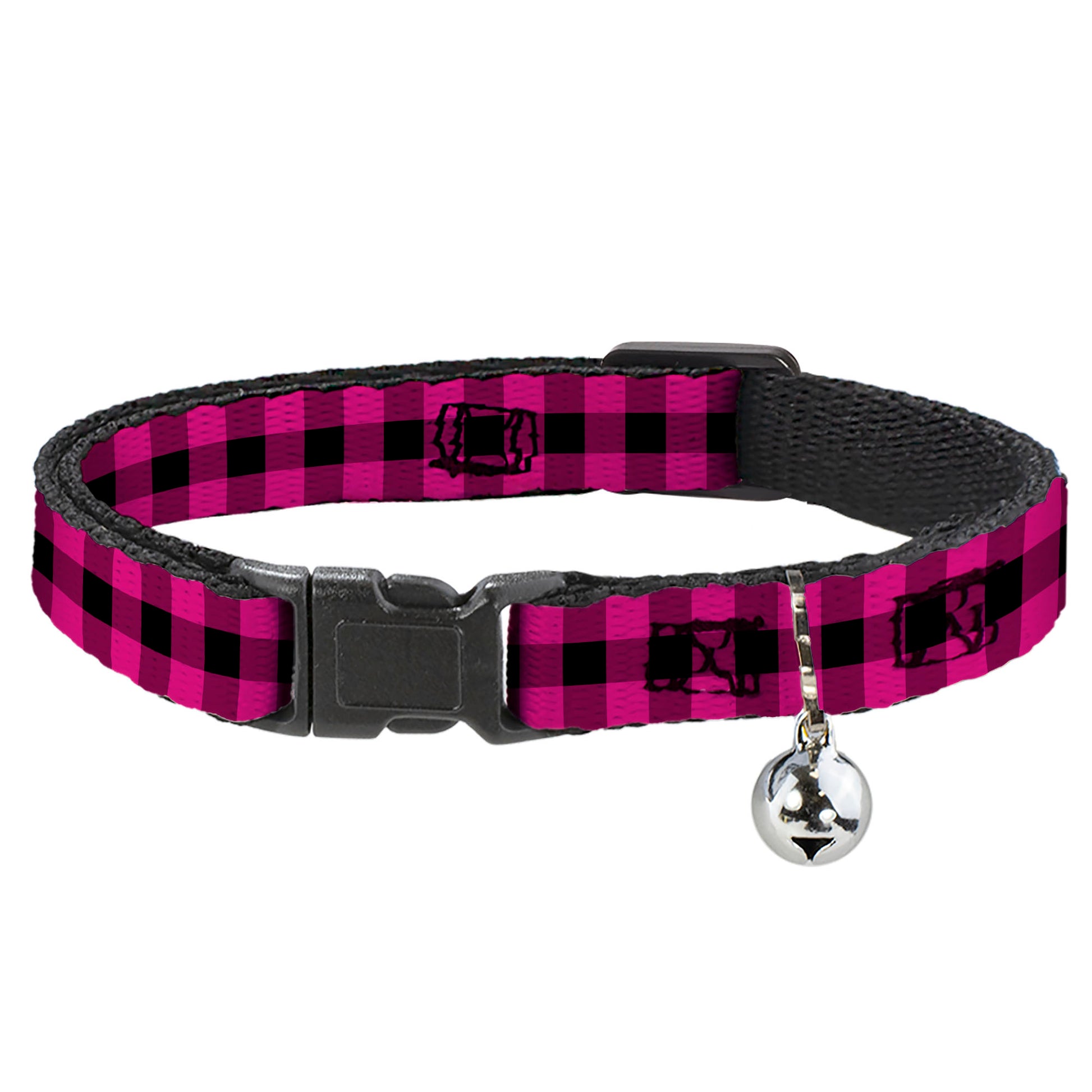 Cat Collar Breakaway - Buffalo Plaid Black Fuchsia Breakaway Cat Collars Buckle-Down