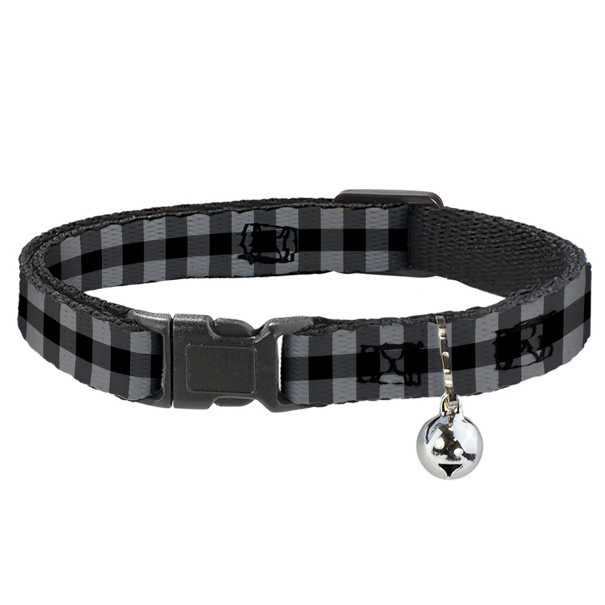 Cat Collar Breakaway - Buffalo Plaid Black Gray Breakaway Cat Collars Buckle-Down
