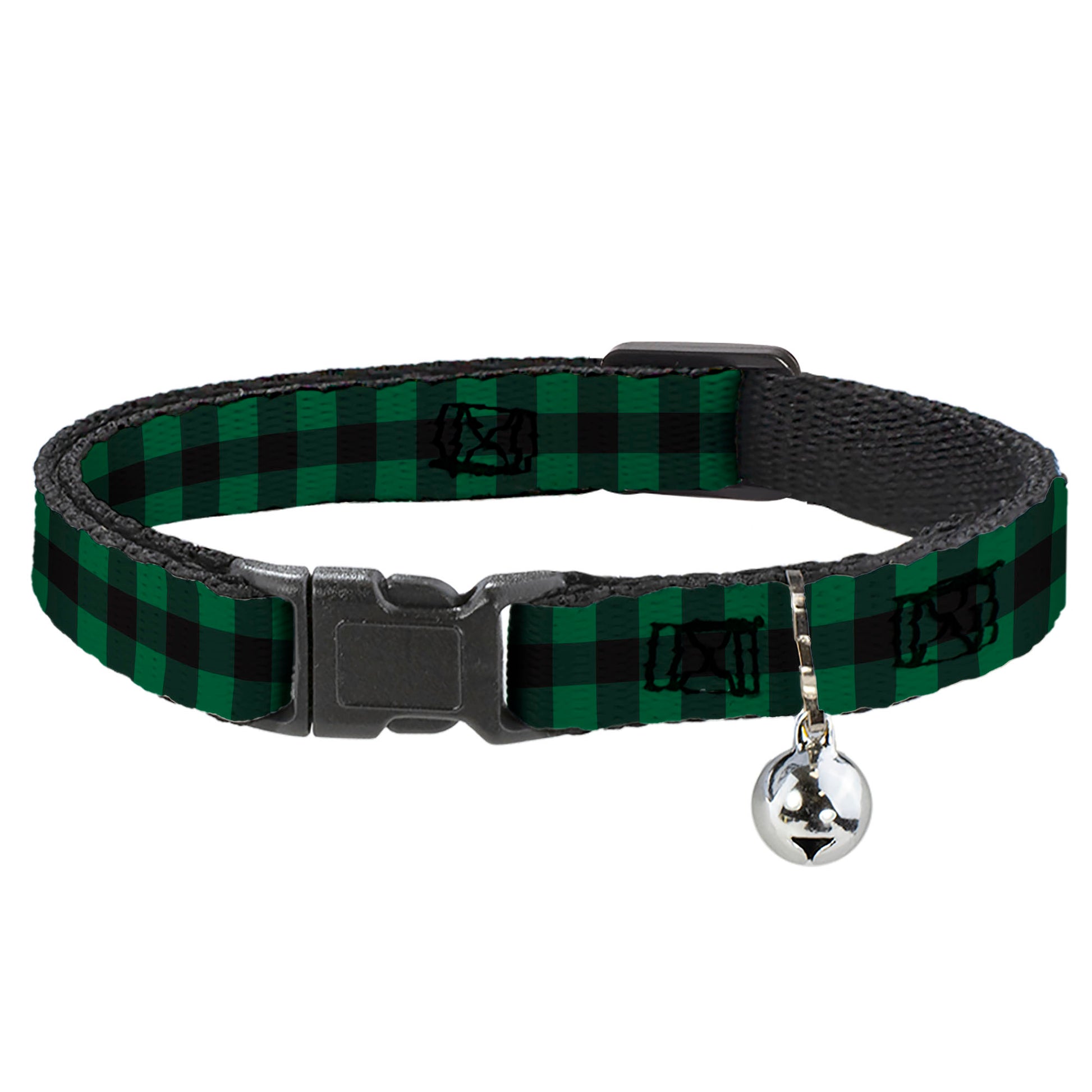 Cat Collar Breakaway - Buffalo Plaid Black Green Breakaway Cat Collars Buckle-Down