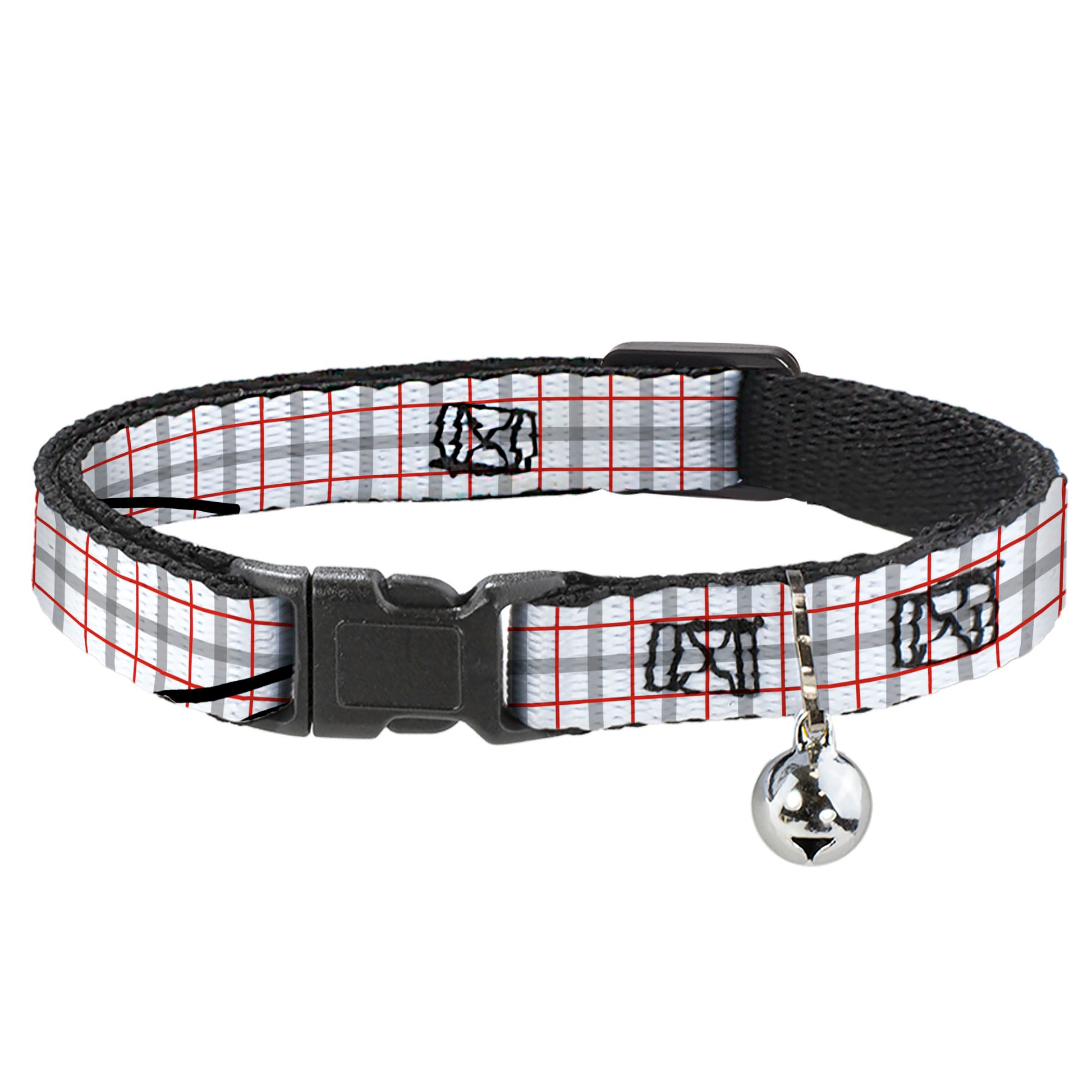 Cat Collar Breakaway - BD Plaid White Gray Red Breakaway Cat Collars Buckle-Down