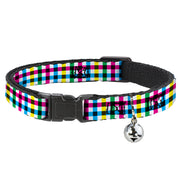 Cat Collar Breakaway - Buffalo Plaid White Multi Color Breakaway Cat Collars Buckle-Down