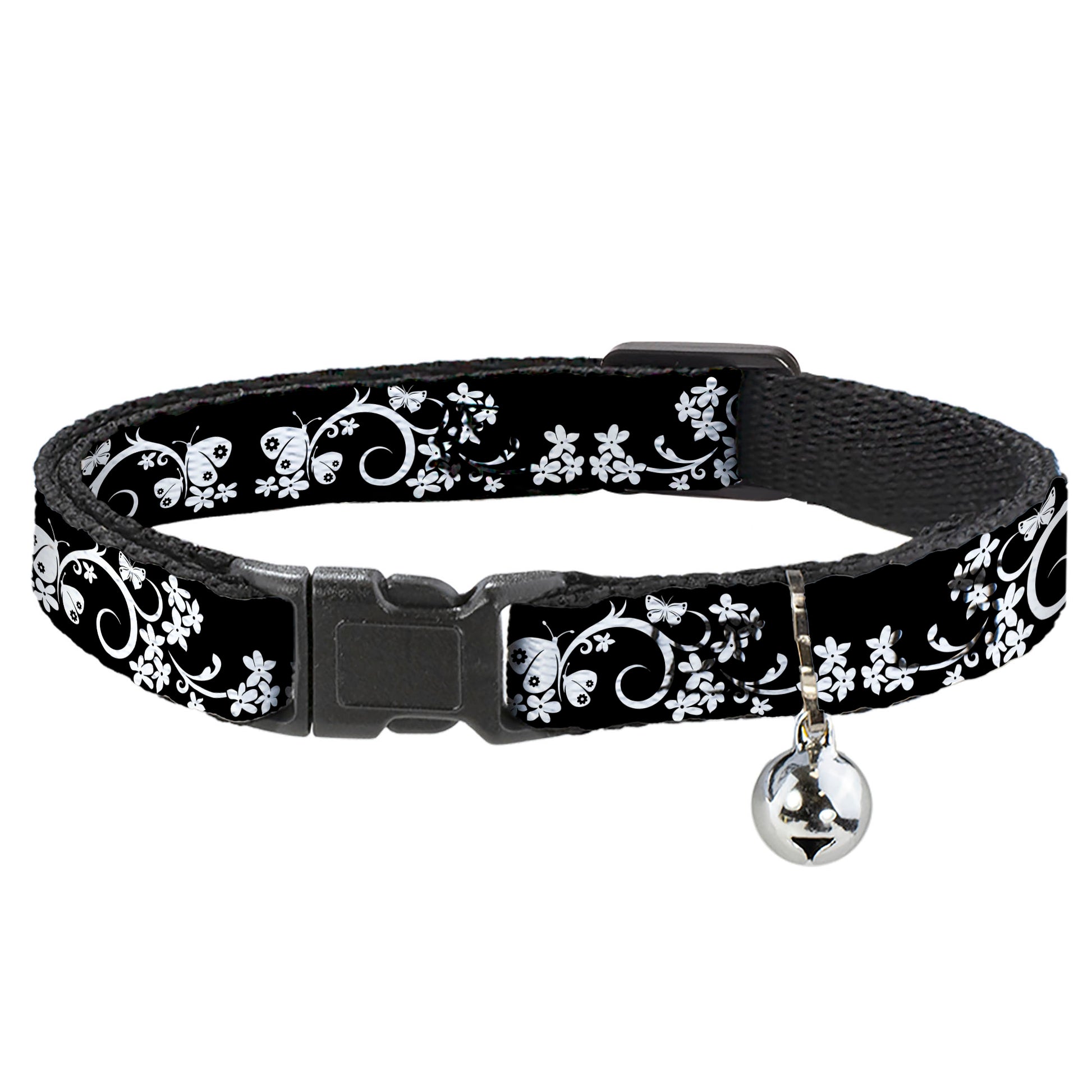 Cat Collar Breakaway - Butterfly Garden 2 Black White Breakaway Cat Collars Buckle-Down