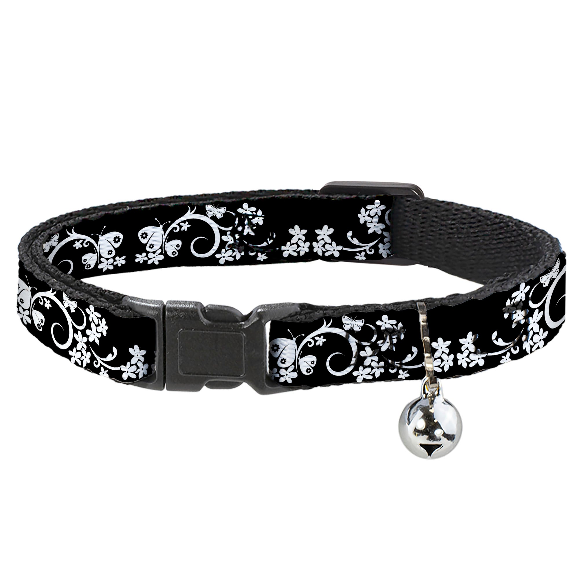 Cat Collar Breakaway - Butterfly Garden 2 Black White Breakaway Cat Collars Buckle-Down