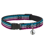 Cat Collar Breakaway - Buffalo Plaid Turquoise Fuchsia Fade Breakaway Cat Collars Buckle-Down