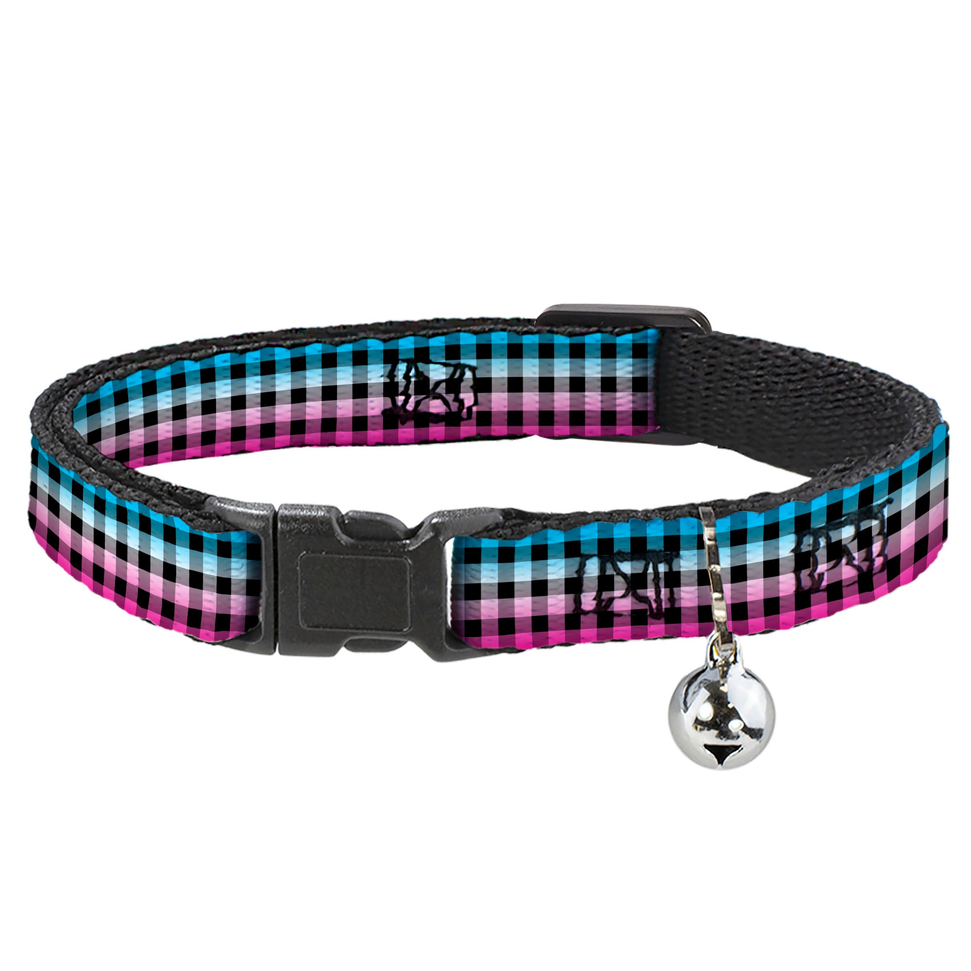Cat Collar Breakaway - Buffalo Plaid Turquoise Fuchsia Fade Breakaway Cat Collars Buckle-Down