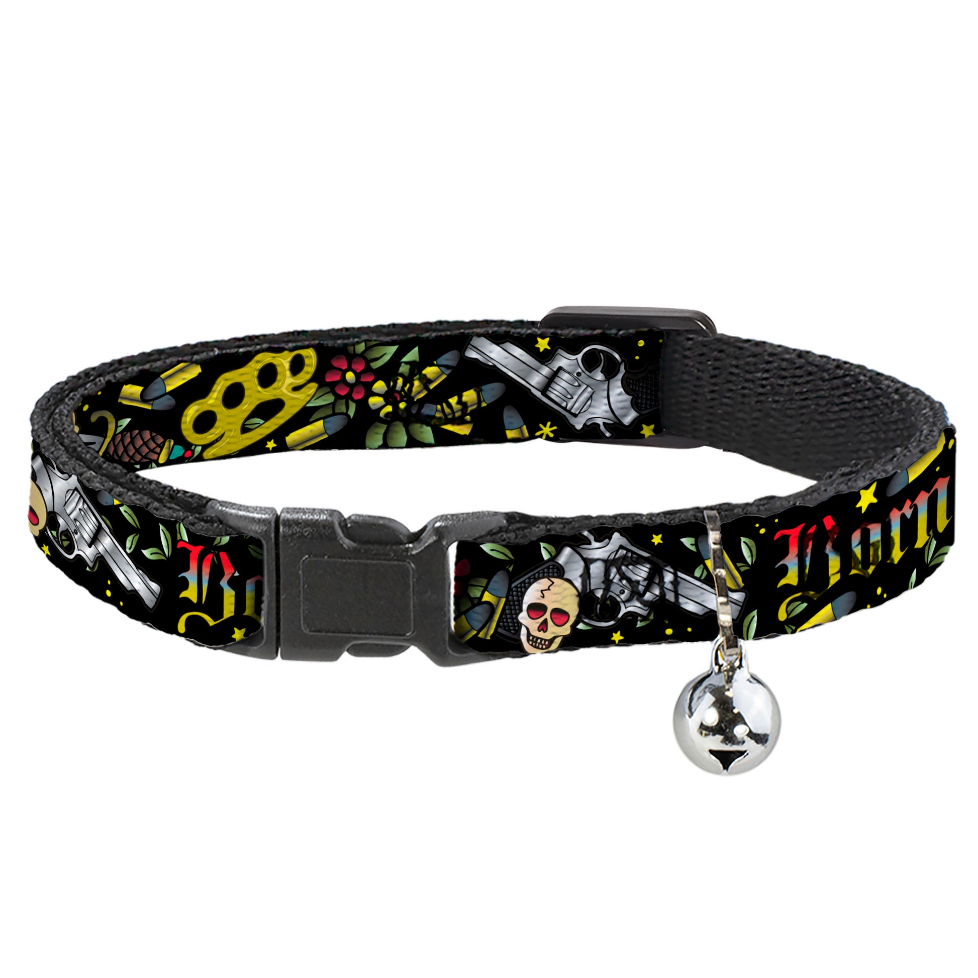Cat Collar Breakaway - Born to Raise Hell Black Breakaway Cat Collars Buckle-Down