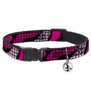 Cat Collar Breakaway - Buffalo Plaid Abstract White Black Fuchsia Breakaway Cat Collars Buckle-Down