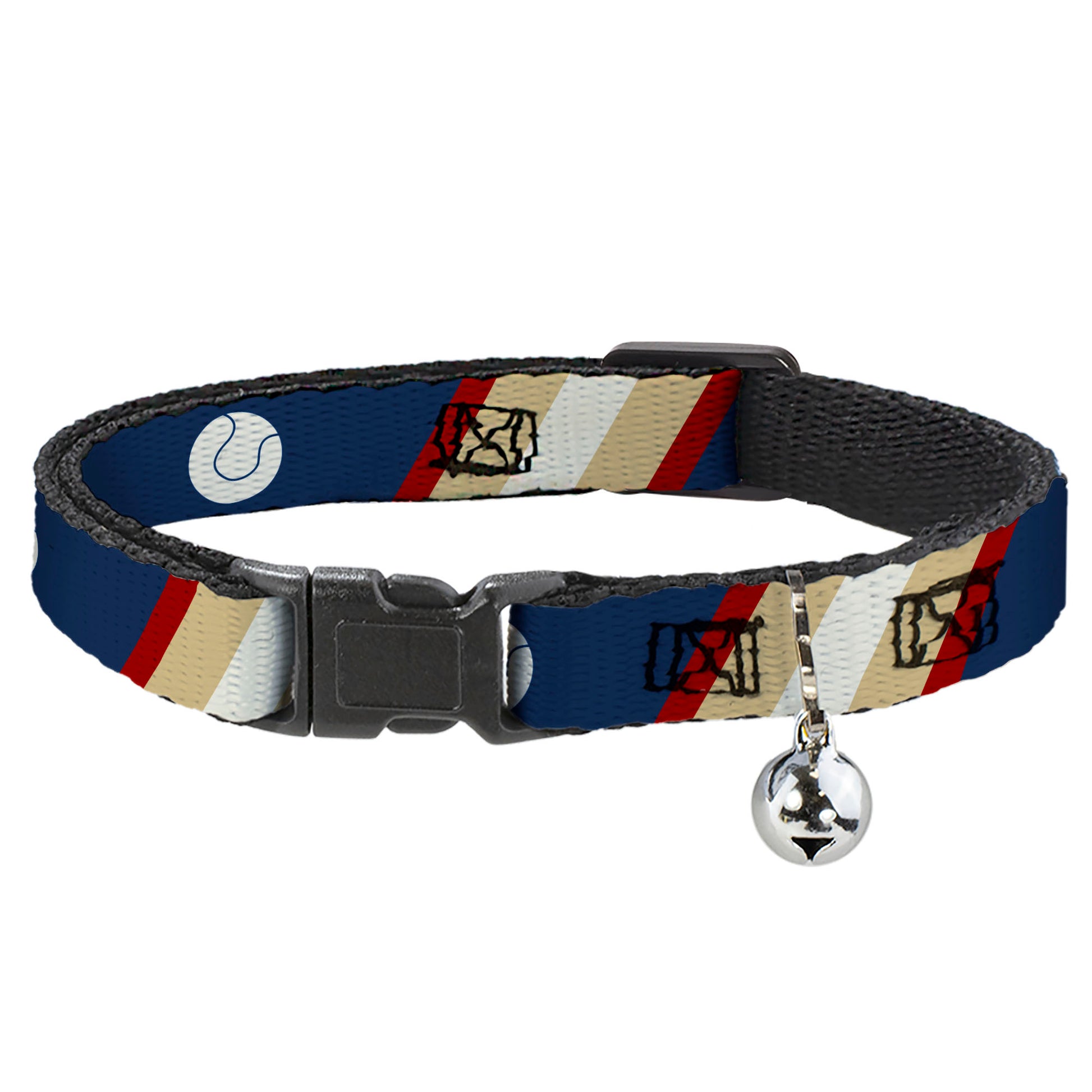 Cat Collar Breakaway - Ball Stripes Tan Blue Burgundy Breakaway Cat Collars Buckle-Down