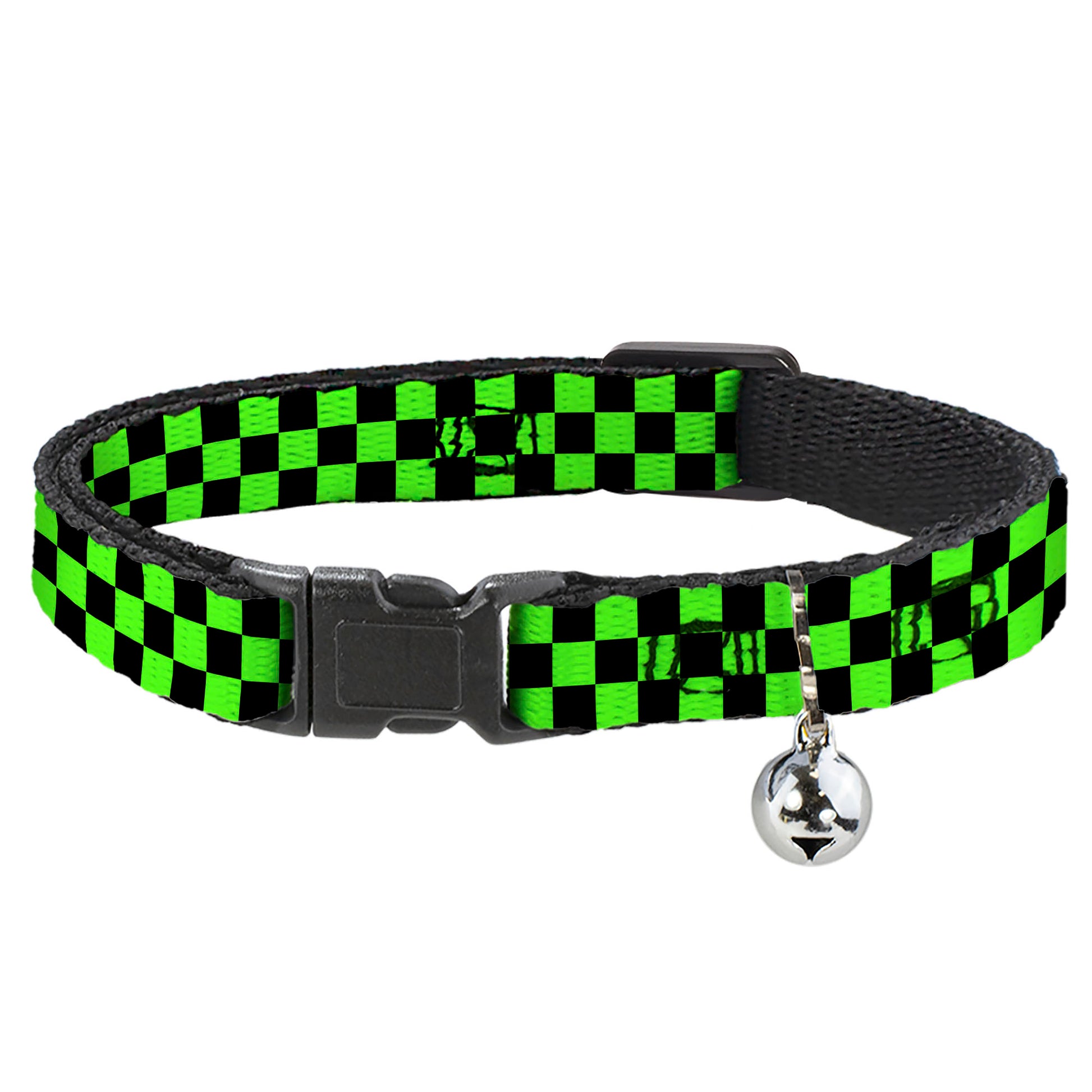 Cat Collar Breakaway - Checker Black Neon Green Breakaway Cat Collars Buckle-Down