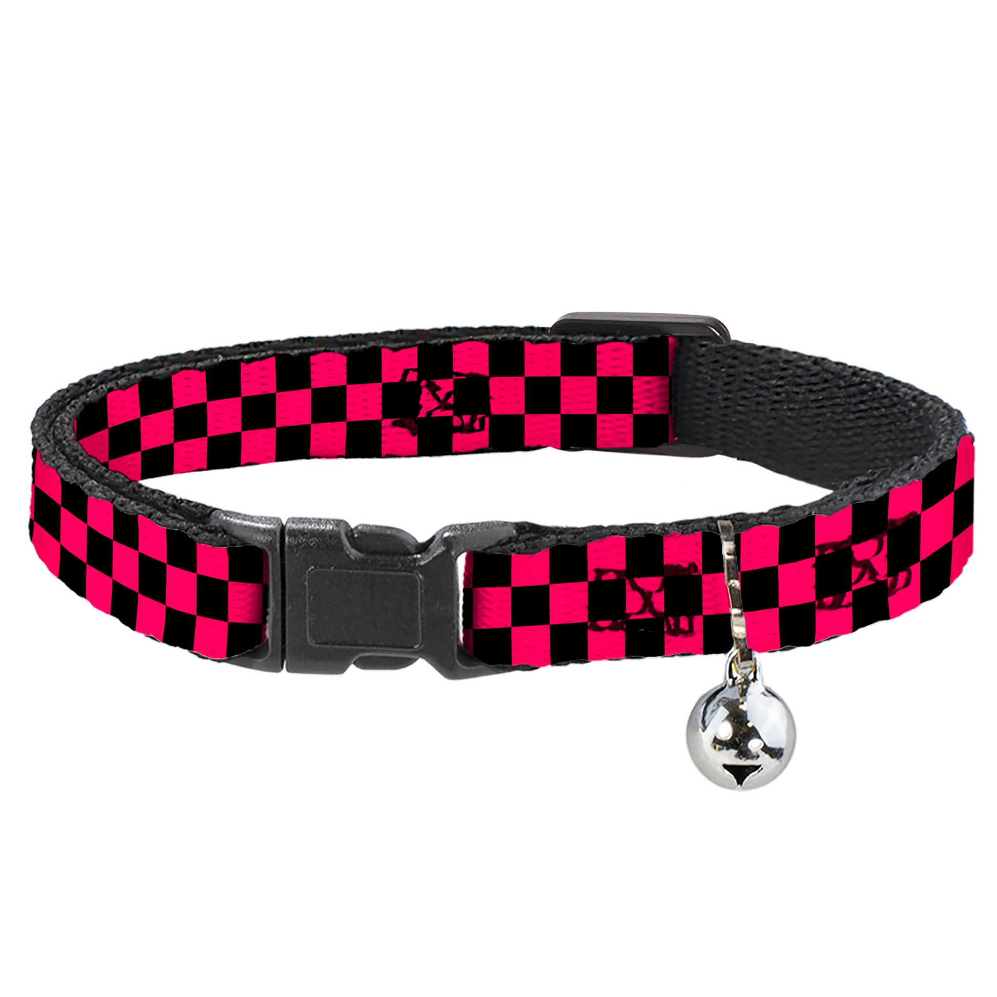 Cat Collar Breakaway - Checker Black Neon Pink Breakaway Cat Collars Buckle-Down