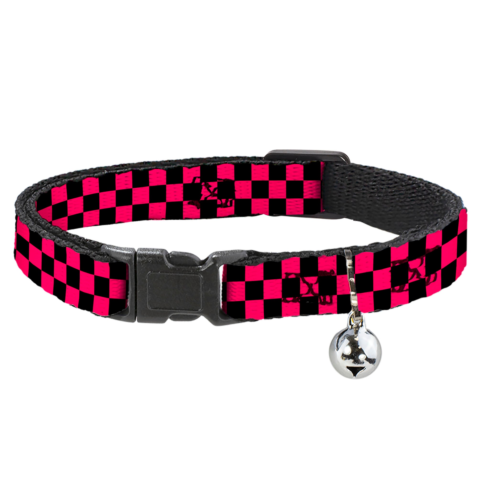 Cat Collar Breakaway - Checker Black Neon Pink Breakaway Cat Collars Buckle-Down