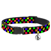 Cat Collar Breakaway - Checker Black Multi Neon Breakaway Cat Collars Buckle-Down