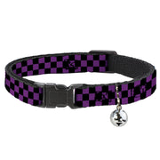 Cat Collar Breakaway - Checker Black Purple Breakaway Cat Collars Buckle-Down