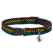 Cat Collar Breakaway - Checker Black Neon Rainbow Breakaway Cat Collars Buckle-Down