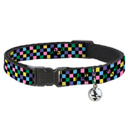 Cat Collar Breakaway - Checker Black Multi Pastel Breakaway Cat Collars Buckle-Down