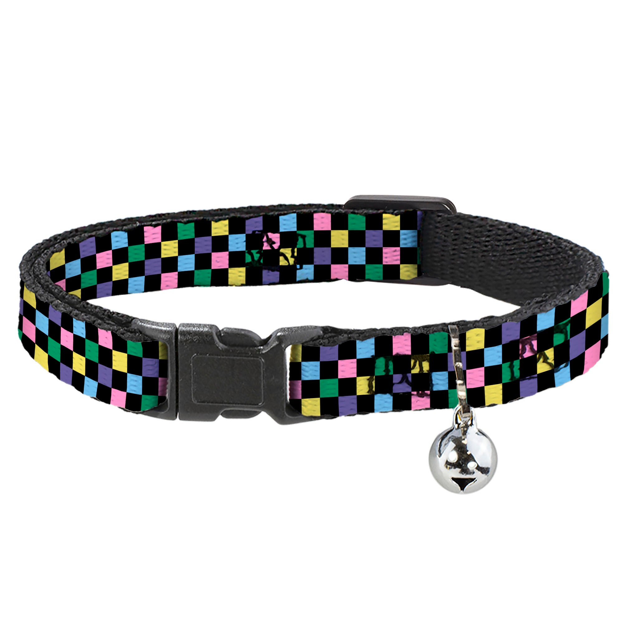 Cat Collar Breakaway - Checker Black Multi Pastel Breakaway Cat Collars Buckle-Down