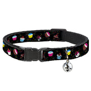 Cat Collar Breakaway - Cupcake Sprinkles Black Multi Color Breakaway Cat Collars Buckle-Down