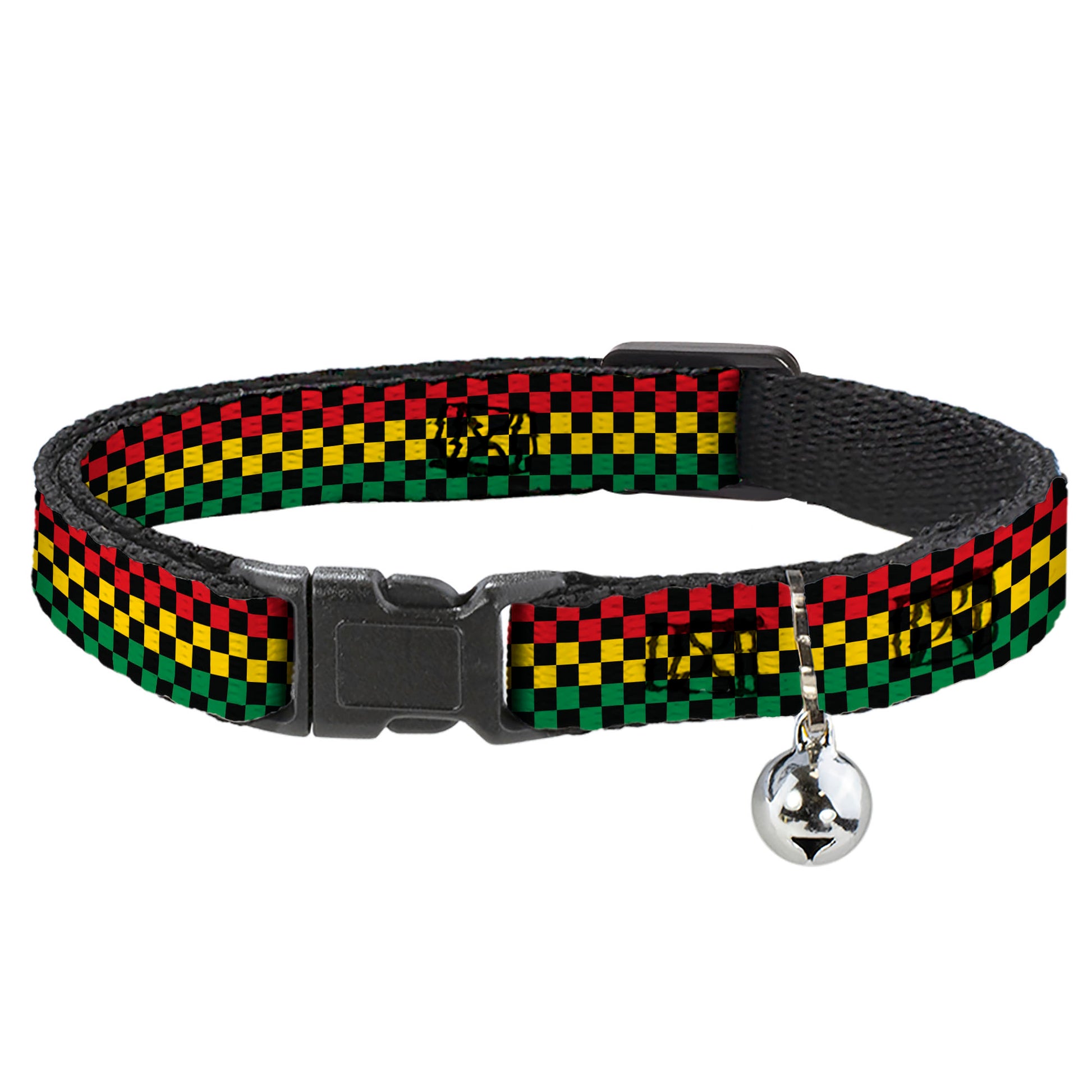 Cat Collar Breakaway - Checker Black Rasta Breakaway Cat Collars Buckle-Down