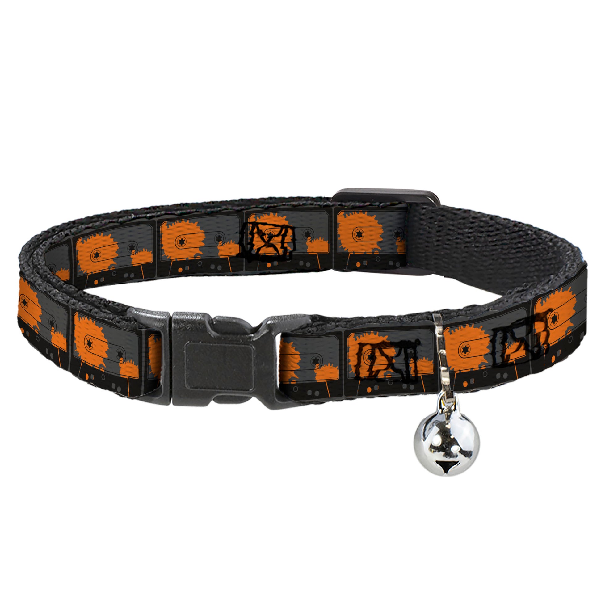 Cat Collar Breakaway - Cassette Splatter Gray Orange Breakaway Cat Collars Buckle-Down