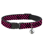 Cat Collar Breakaway - Checker Weathered Black Neon Pink Breakaway Cat Collars Buckle-Down