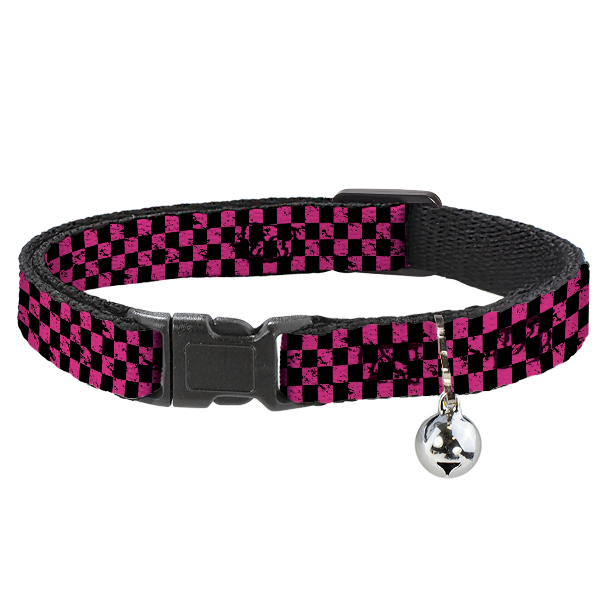 Cat Collar Breakaway - Checker Weathered Black Neon Pink Breakaway Cat Collars Buckle-Down