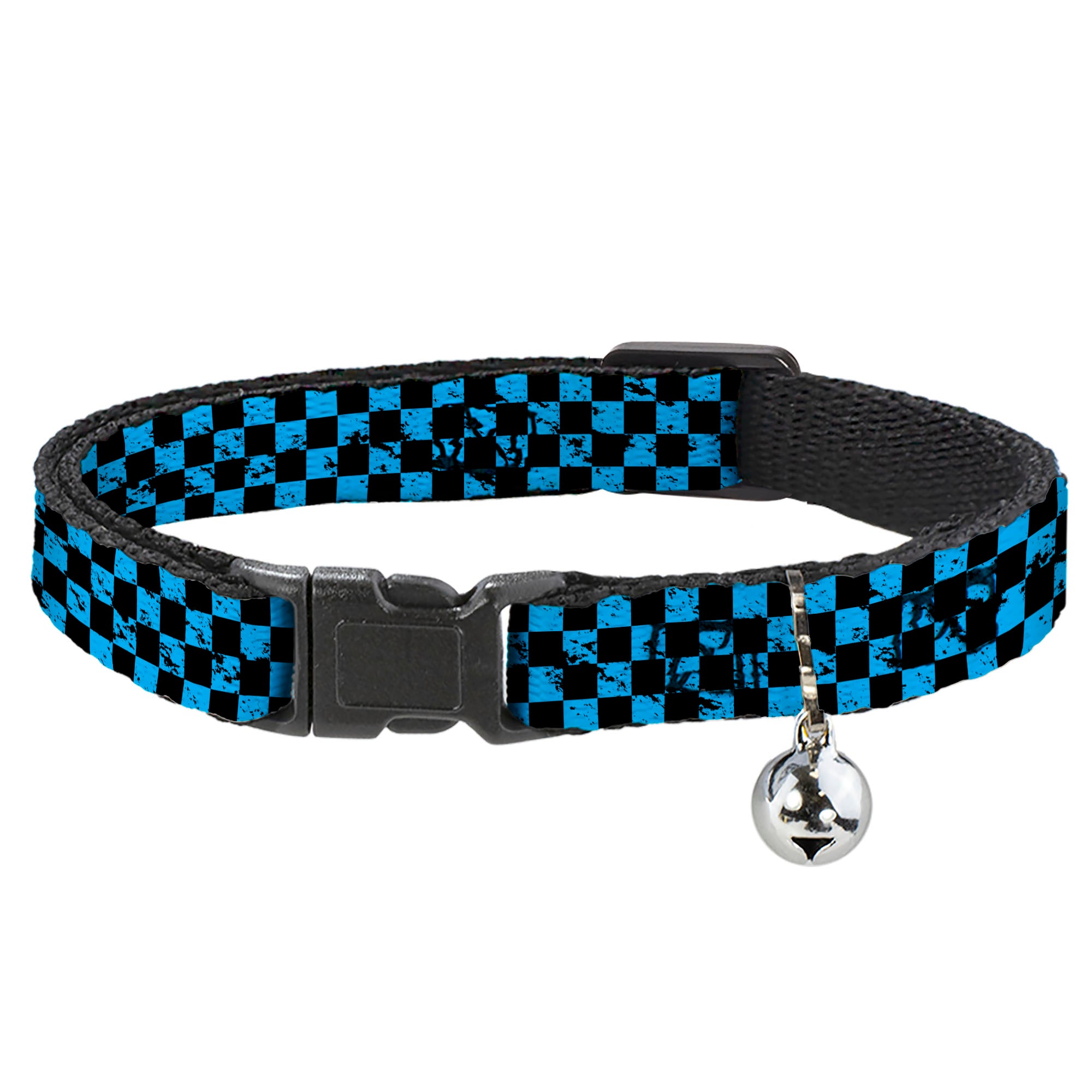 Cat Collar Breakaway - Checker Weathered Black Turquoise Breakaway Cat Collars Buckle-Down