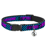 Cat Collar Breakaway - CAPTAIN AWESOME Turquoise Checker Fuchsia Breakaway Cat Collars Buckle-Down
