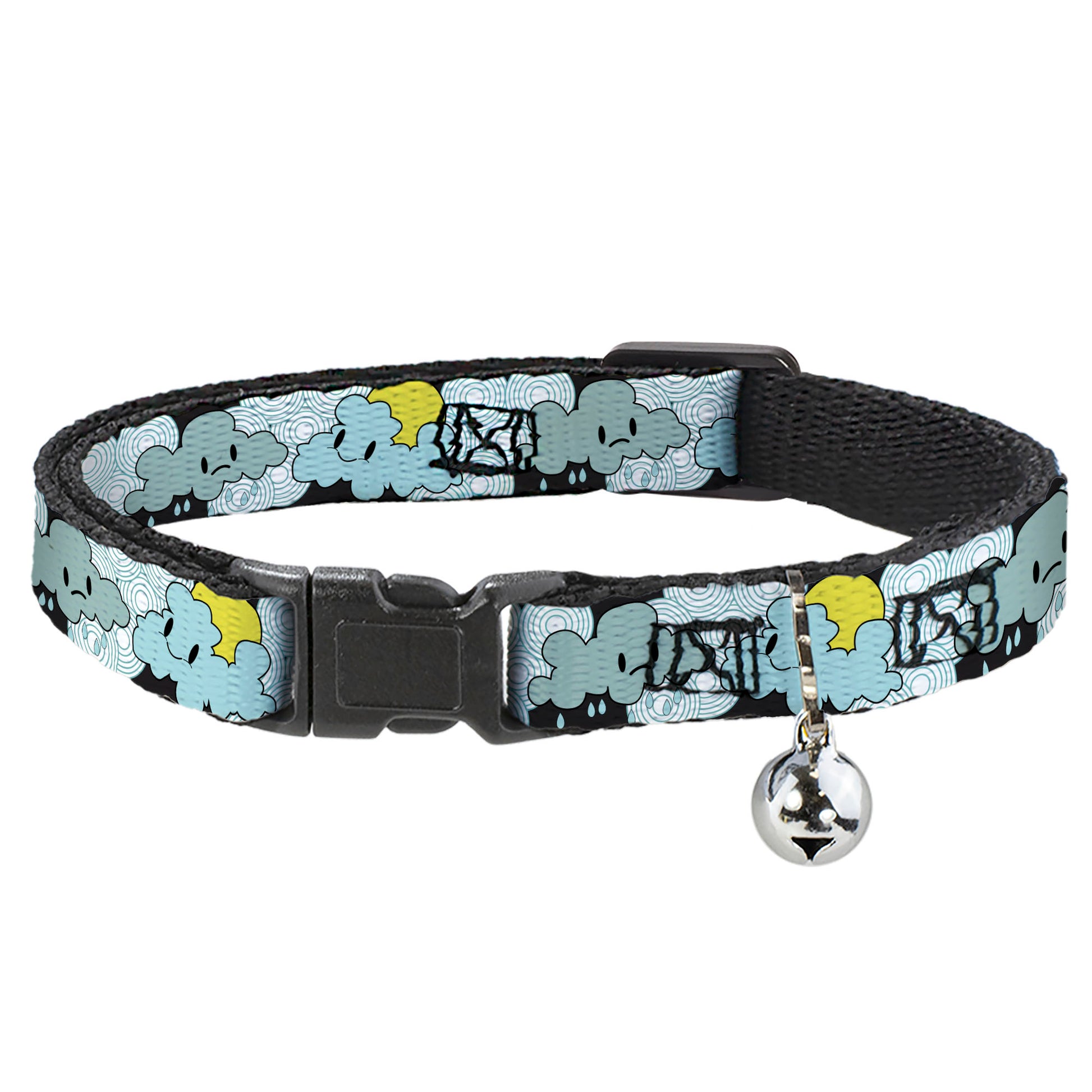 Cat Collar Breakaway - Cloudy Skies Rain Clouds White Blues Breakaway Cat Collars Buckle-Down